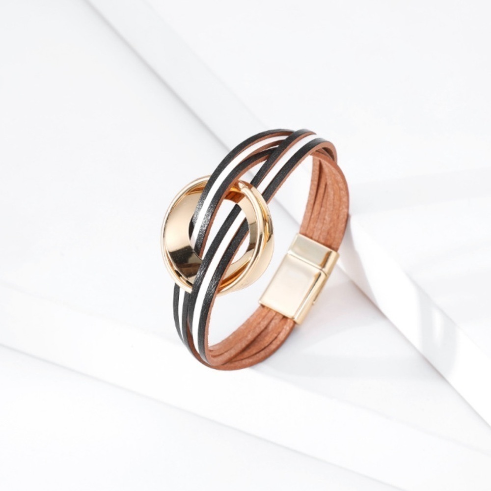 Bohemian layered leather bracelet